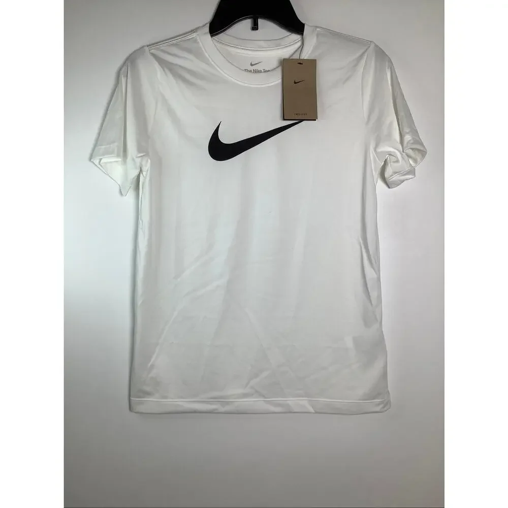 Nike Kids LG White Legend Dri-Fit Swoosh Short Sleeve Athleisure T Shirt A20-2